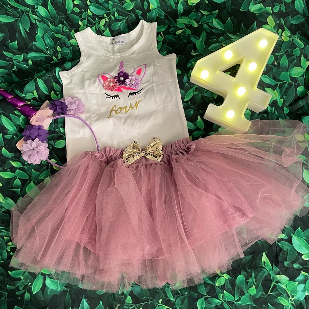 4th Birthday girl outfit unicorn